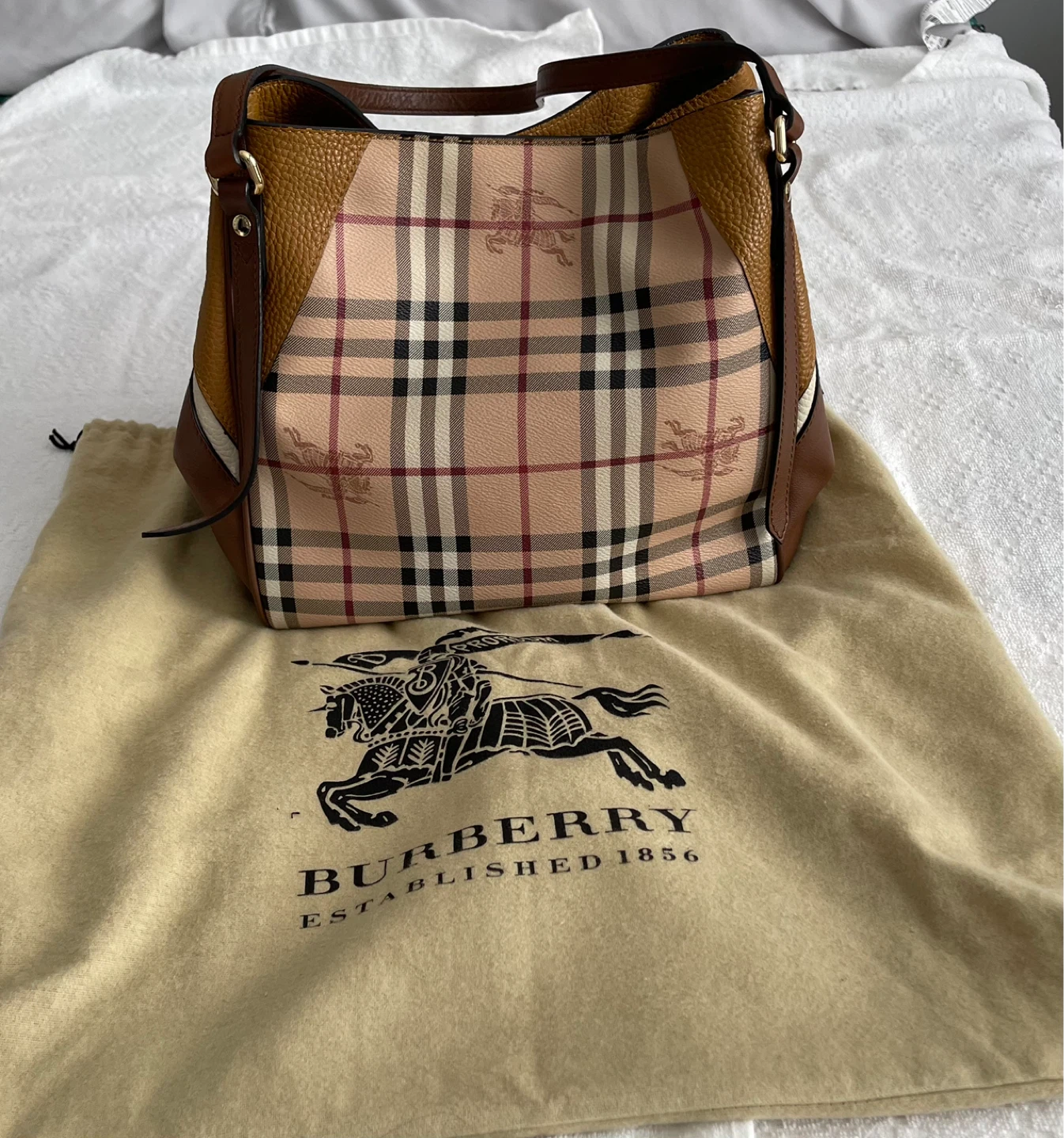 Burberry Haymarket Check Leather Hobo Bag - photo 2
