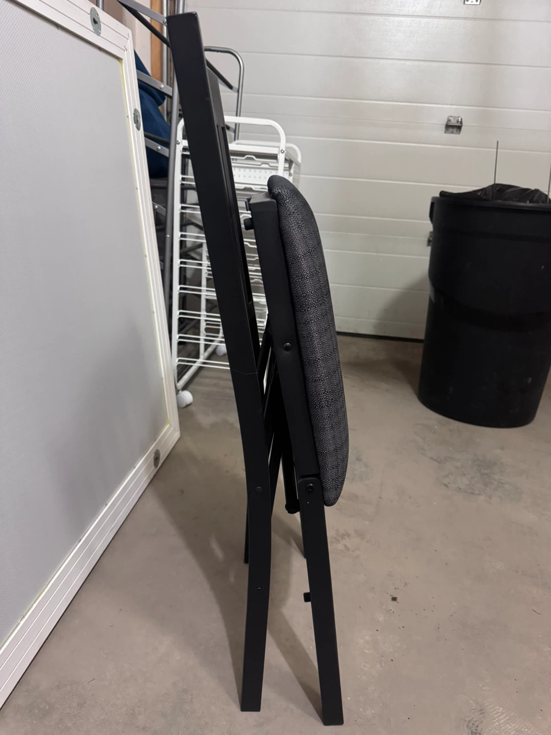 Black Folding Chair with Grey Fabric Seat - photo 5