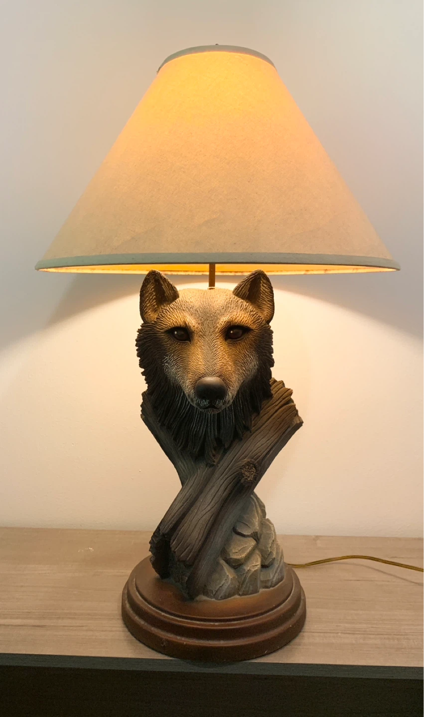 Rare Large Wolf Table Lamp
