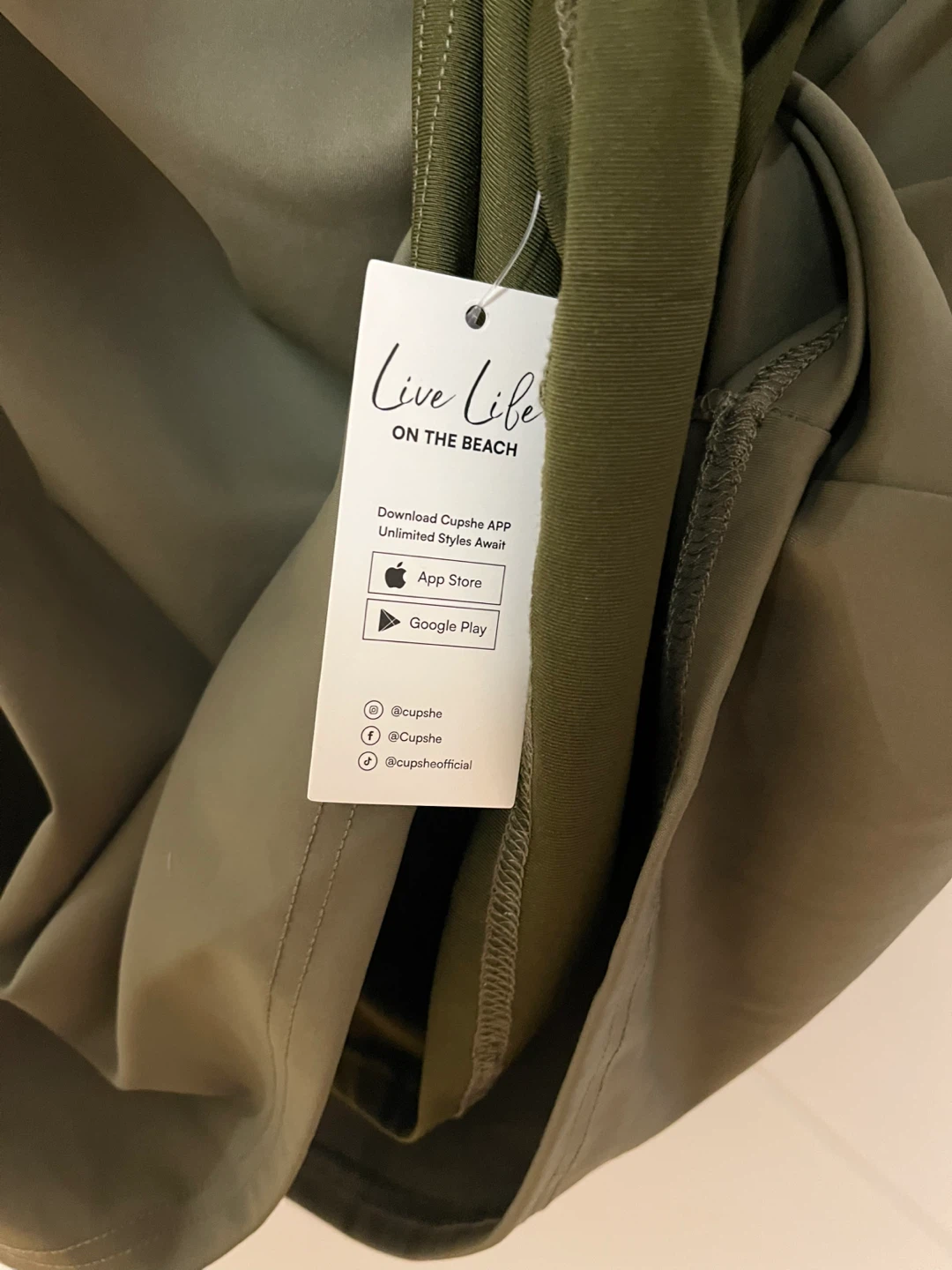 CUPSHЕ Ruched Tank Dress Olive Green - photo 2