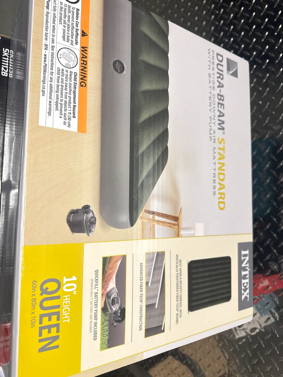 INTEX Dura-Beam Standard Queen Air Mattress with Battery Pump