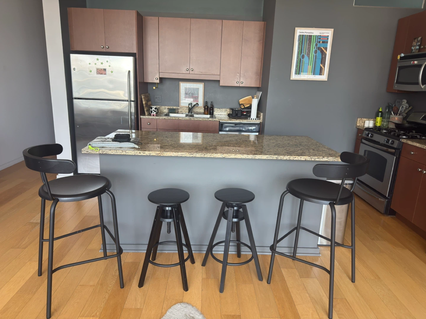 Set of 4 Black Bar Stools - photo 2