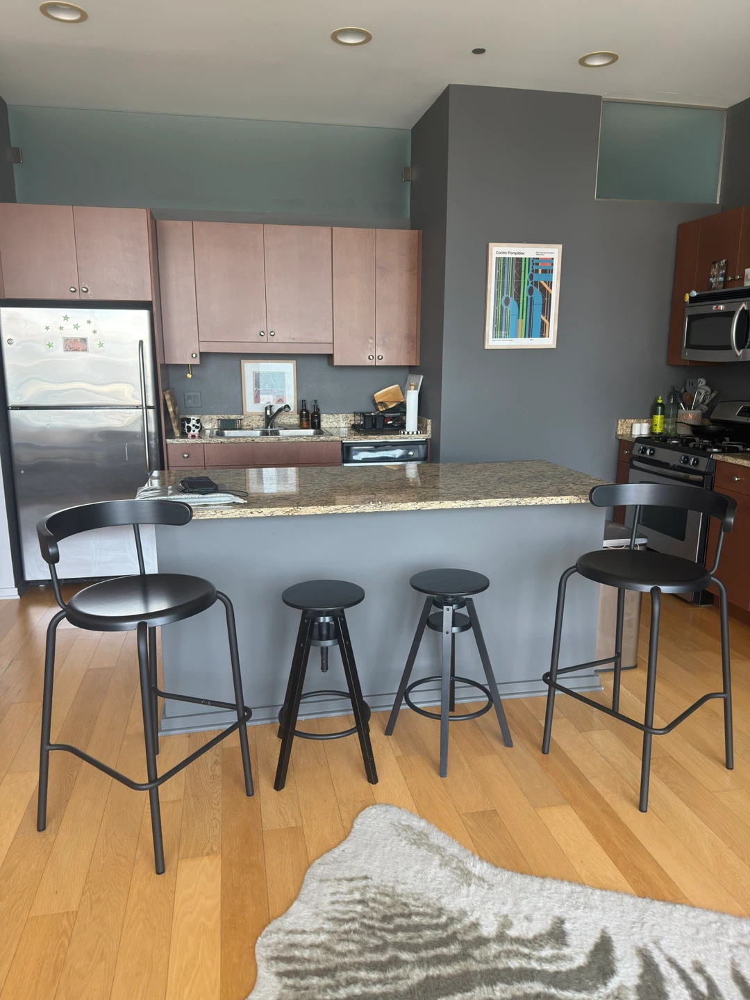Set of 4 Black Bar Stools