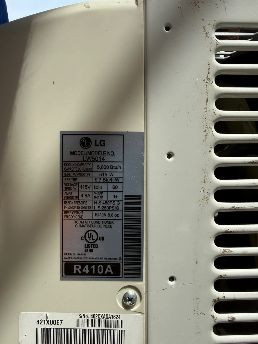 LG LW5014 5000 BTU Window Air Conditioner