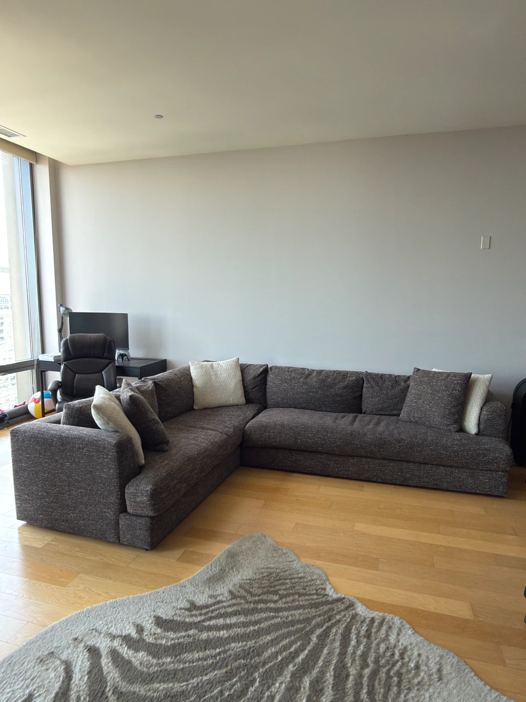 Dark Gray Sectional Sofa with Pillows - photo 2