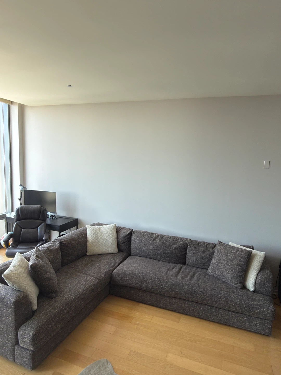 Dark Gray Sectional Sofa with Pillows - photo 3