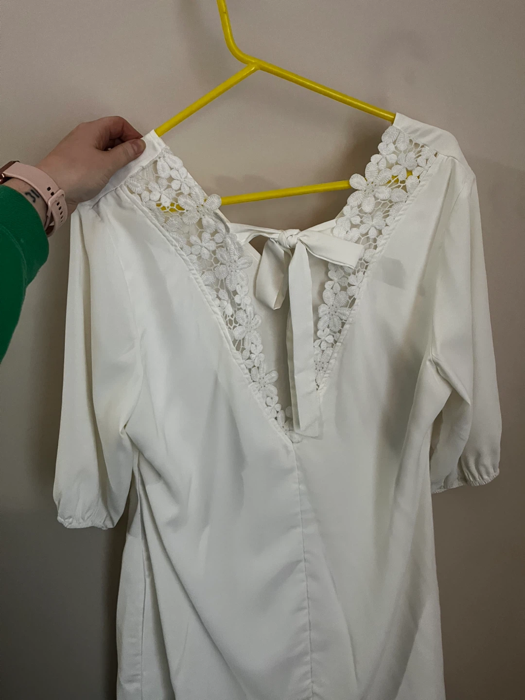 White Lace Trim V-Neck Dress - photo 2