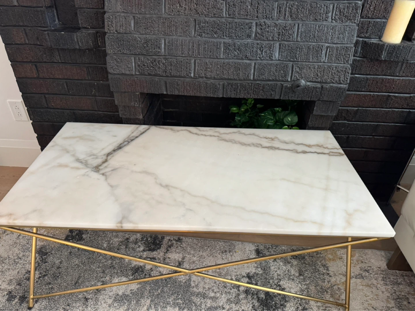 Marble Top Coffee Table with Gold Base