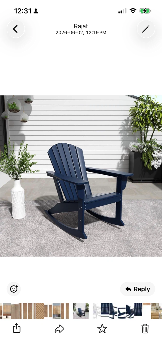 Navy Blue Adirondack Rocking Chair