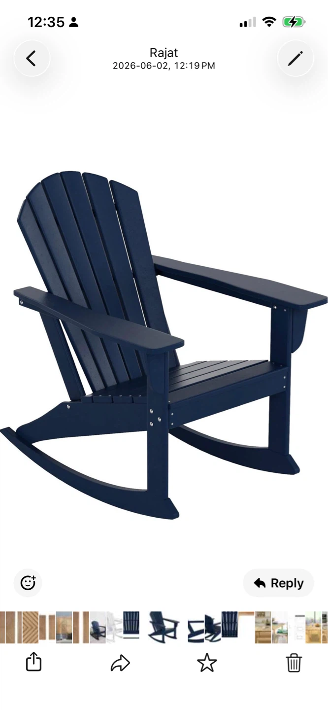 Navy Blue Adirondack Rocking Chair - photo 4