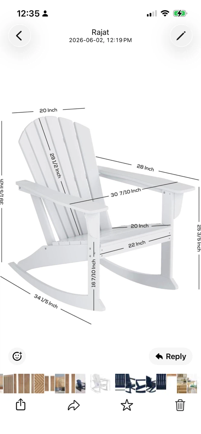 Navy Blue Adirondack Rocking Chair - photo 2