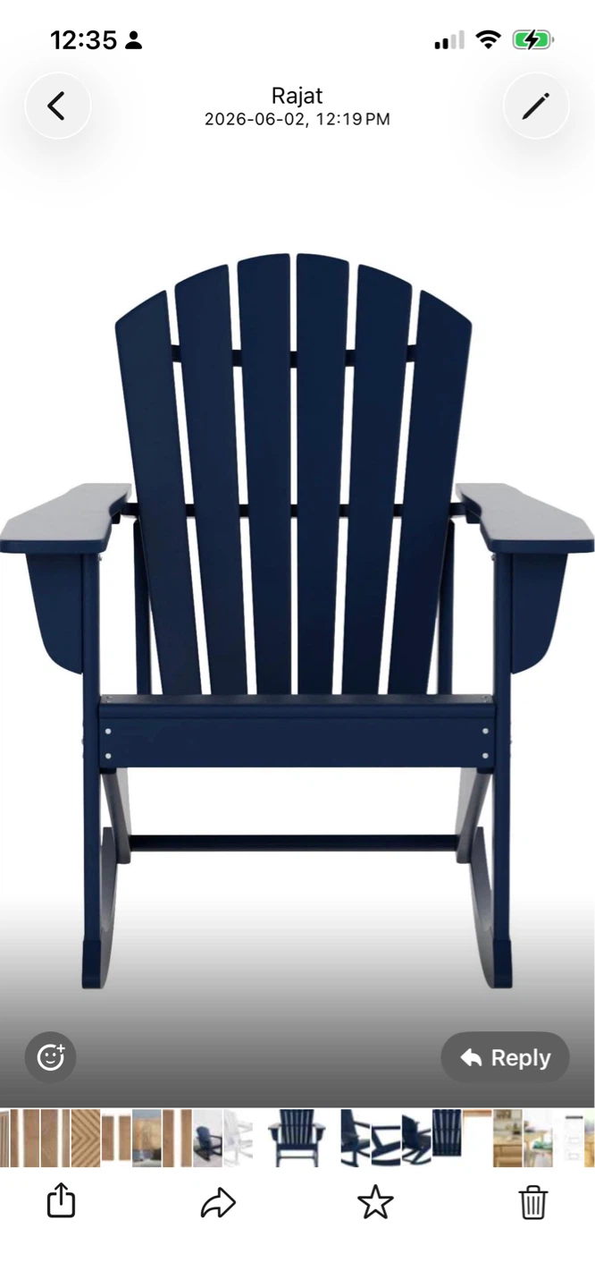 Navy Blue Adirondack Rocking Chair - photo 3