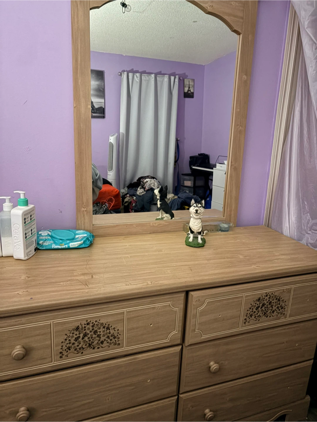Light Wood Dresser with Mirror
