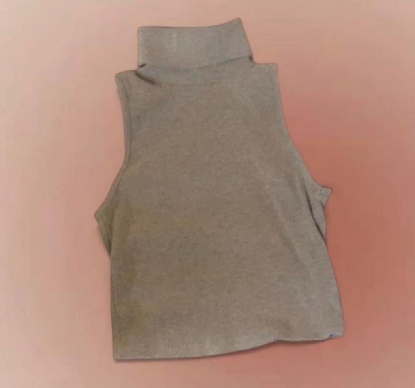 Gray Turtleneck Cropped Top
