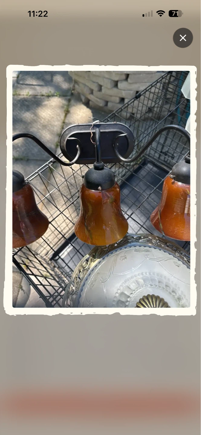 Vintage Frosted Glass Pendant Light with Amber Accents - photo 2
