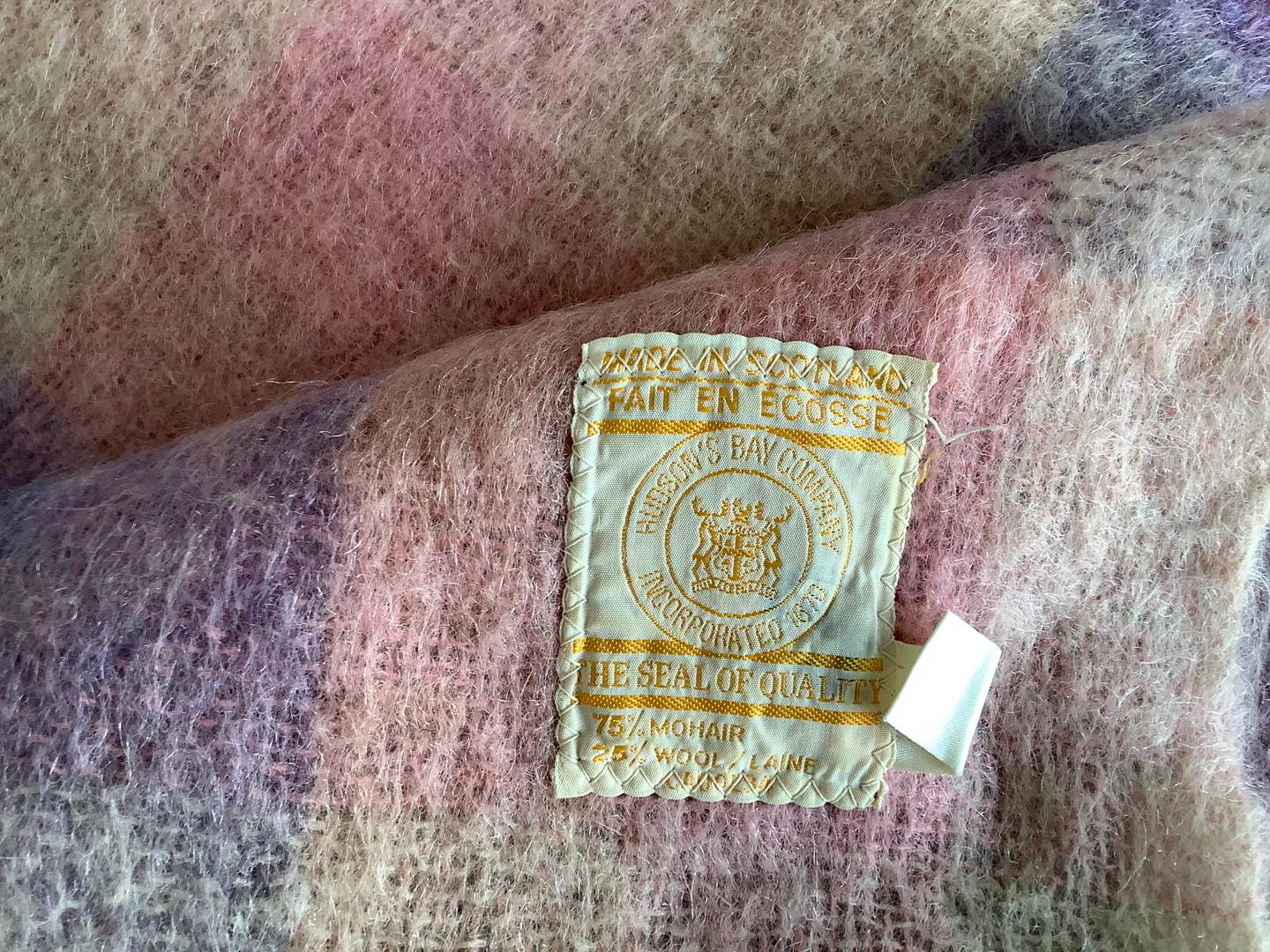 Vt Hudson Bay Co Mohair & Wool Fringed Throw Blanket 🐞 - photo 2