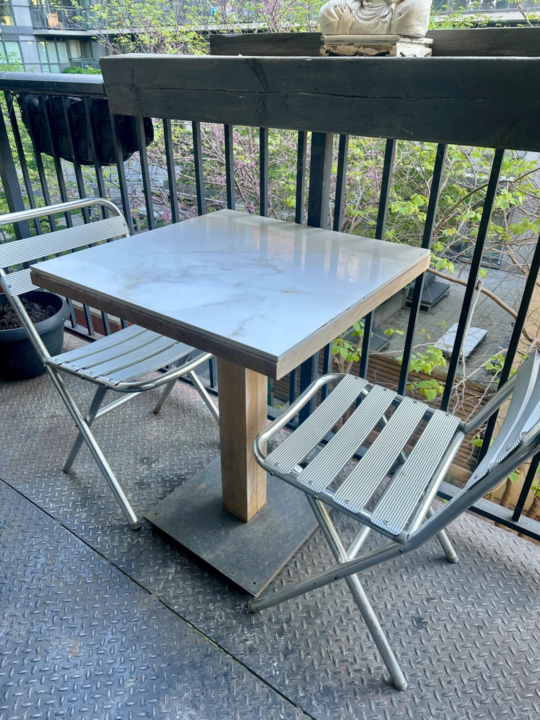 CARRARA MARBLE BISTRO CAFE TABLE VINTAGE OUTDOOR PATIO FURNITURE