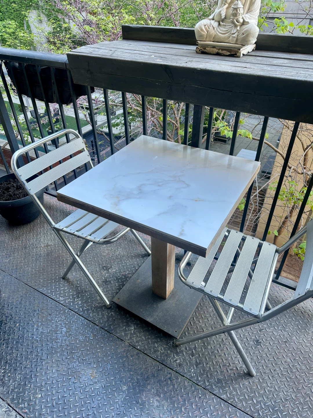 CARRARA MARBLE BISTRO CAFE TABLE VINTAGE OUTDOOR PATIO FURNITURE - photo 4