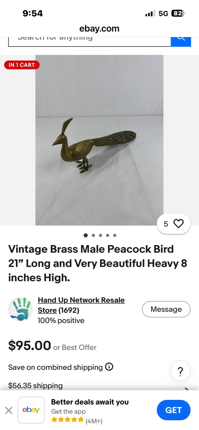 Beautiful Brass Peacock Figurine’s for sale - photo 2