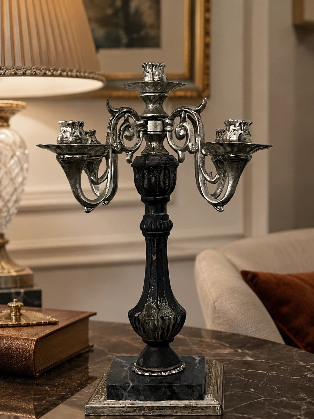 Vintage Candelabra with Marble Base