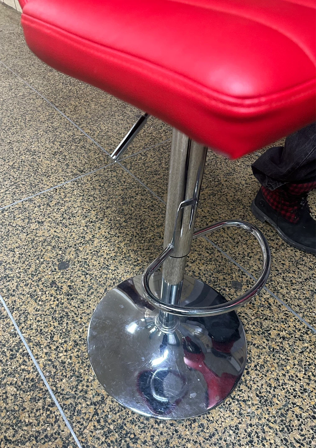 Red Bar Stool with Adjustable Height - photo 2
