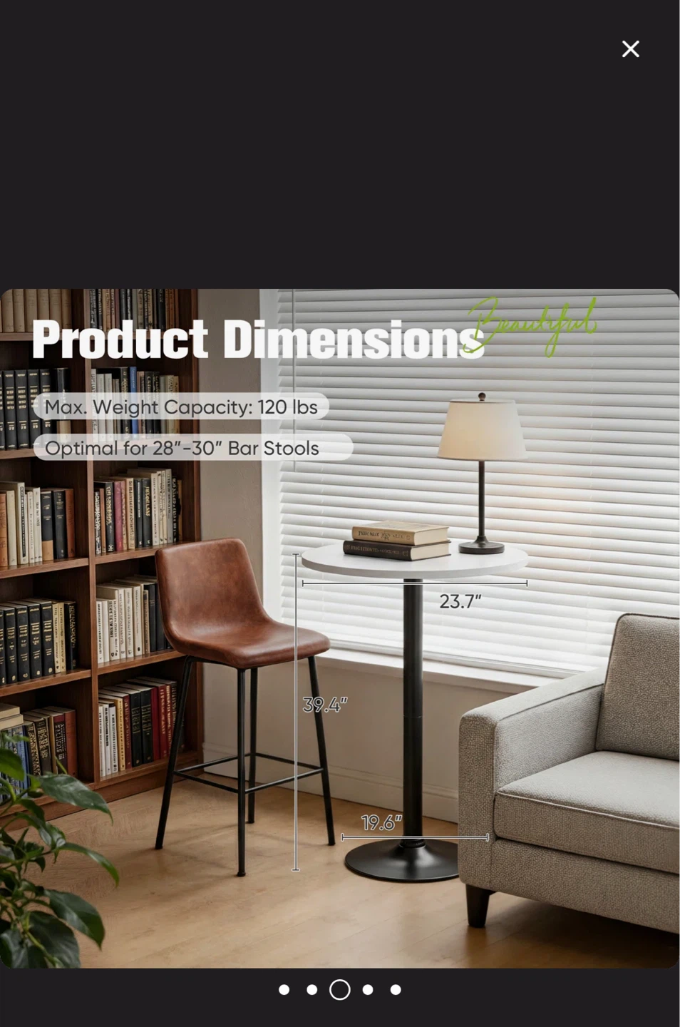White Round Bar Table - photo 3