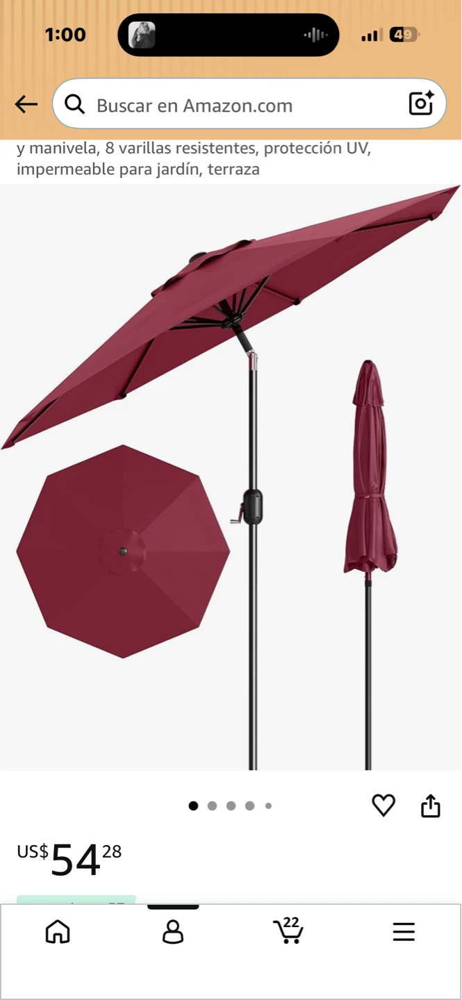 Red Patio Umbrella y base