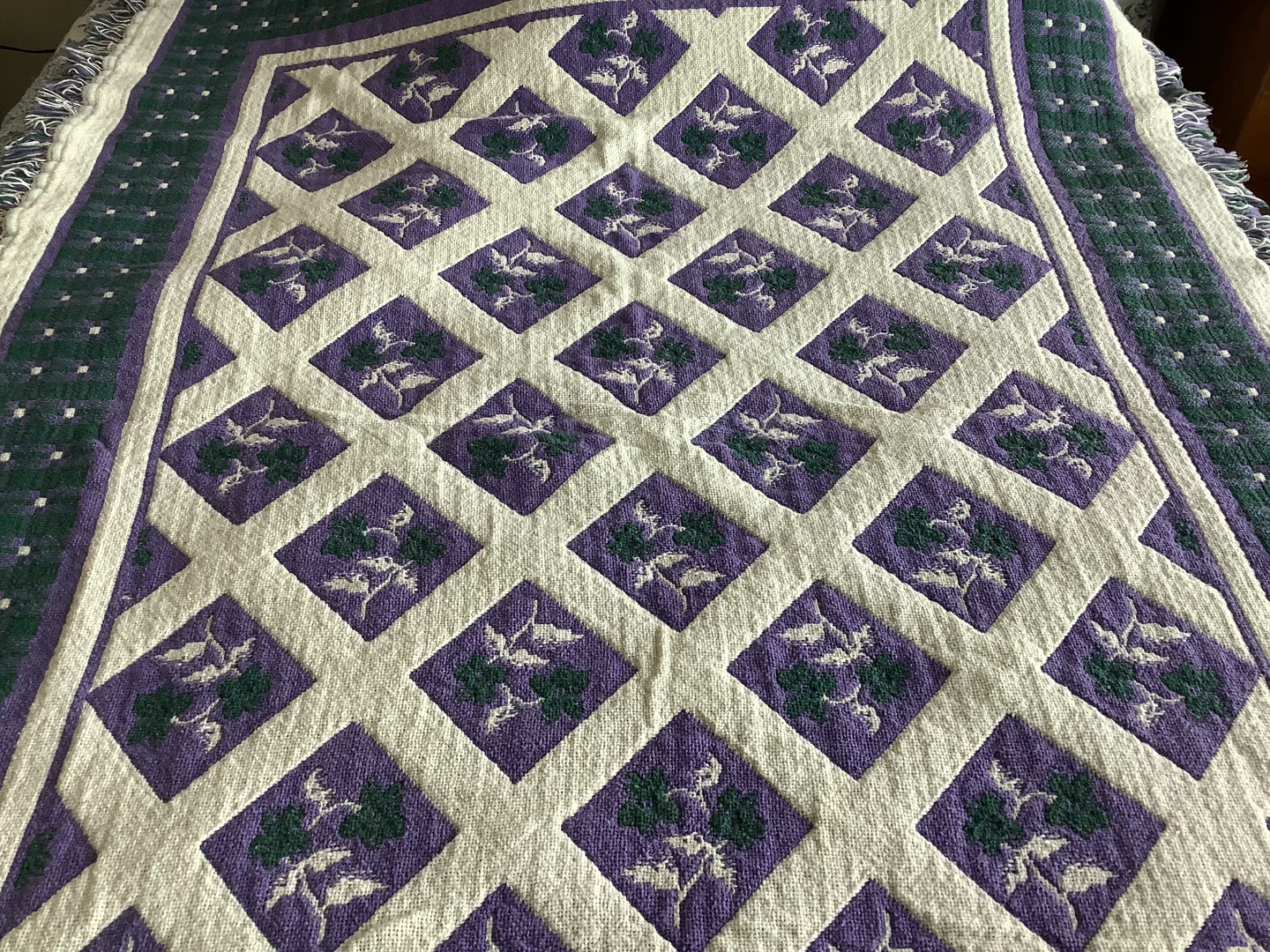 Vt Hand Crafted Wool Fringed Throw Blanket 🐞 - photo 3