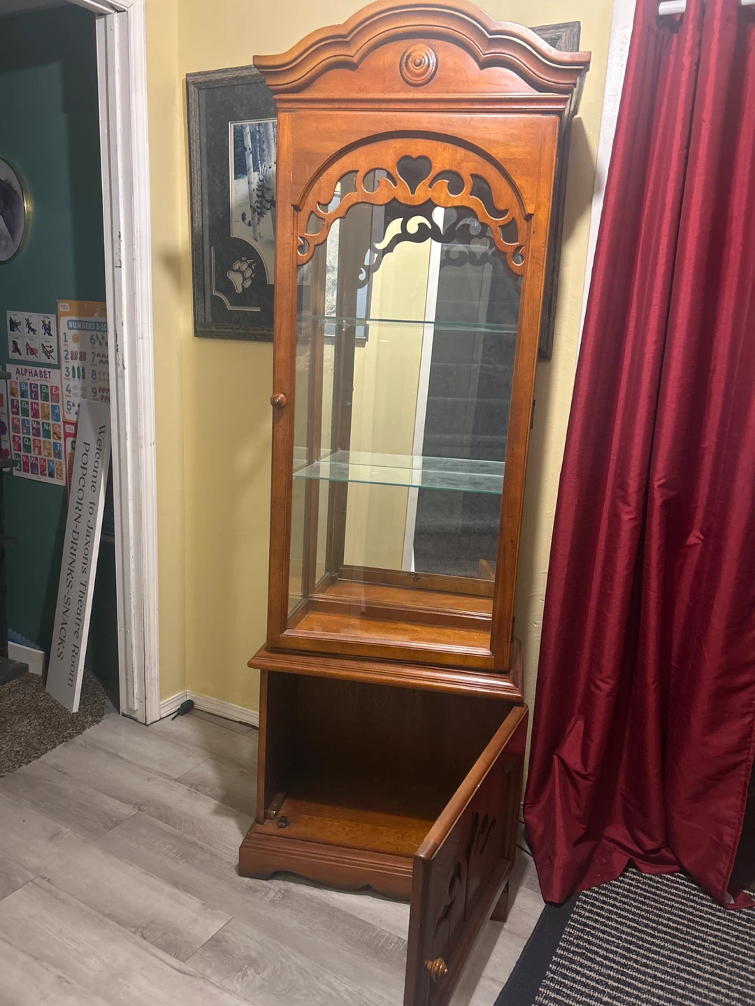 Wooden Curio Display Cabinet with Glass Doors