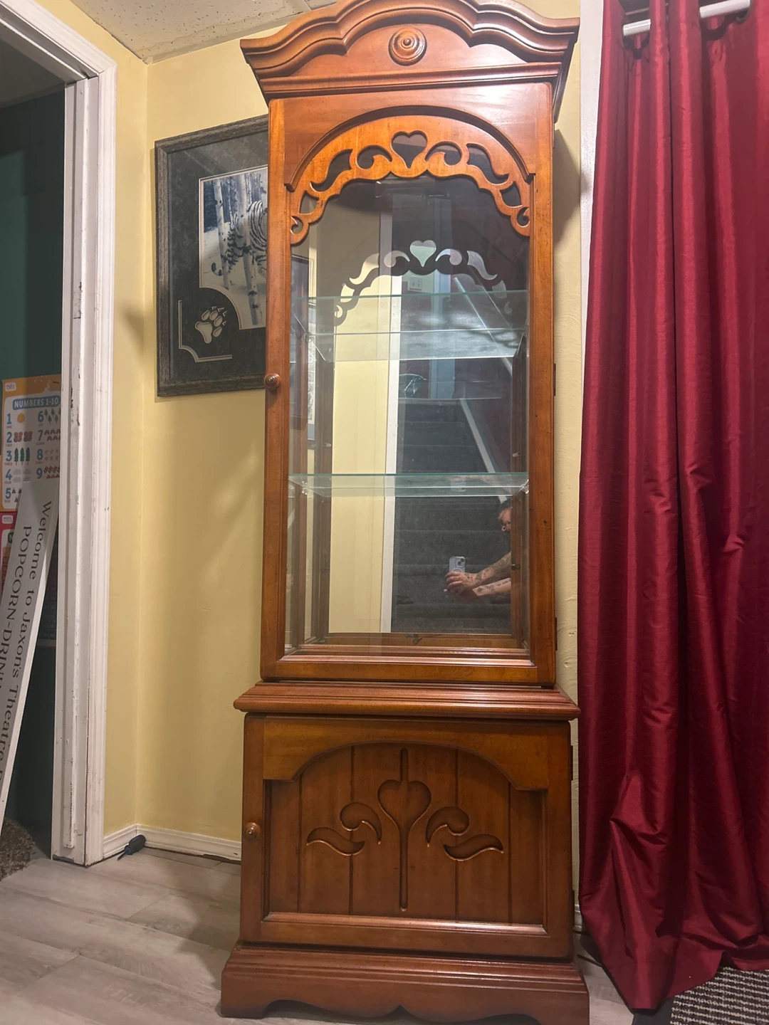 Wooden Curio Display Cabinet with Glass Doors - photo 2
