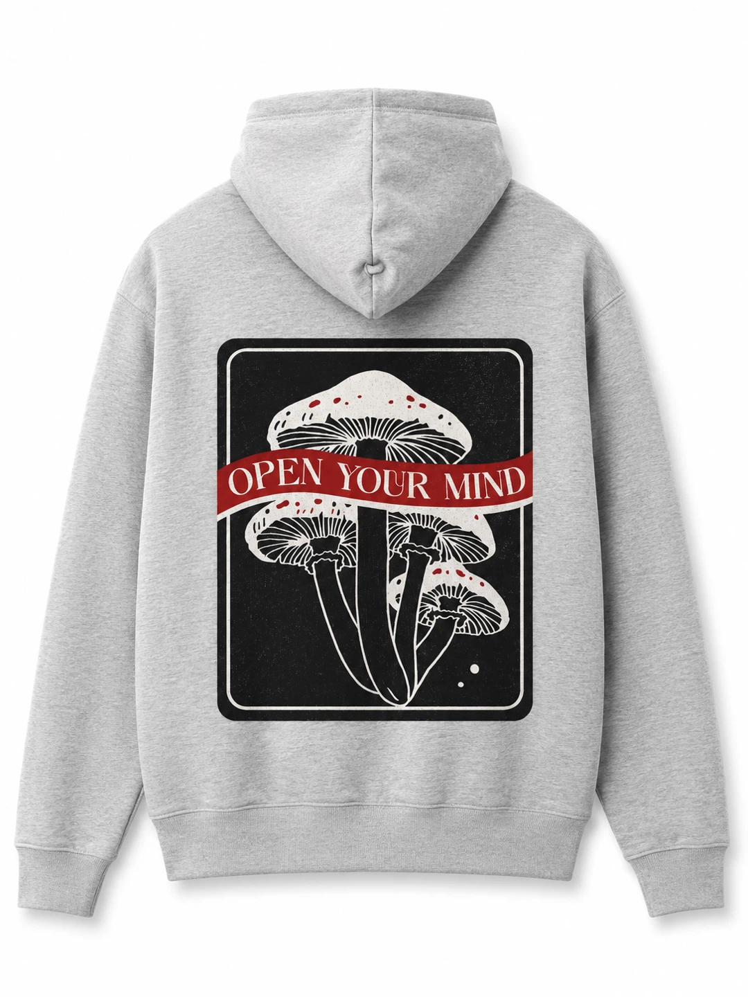 Grey Hoodie with "Open Your Mind" and "Dream" Graphic
