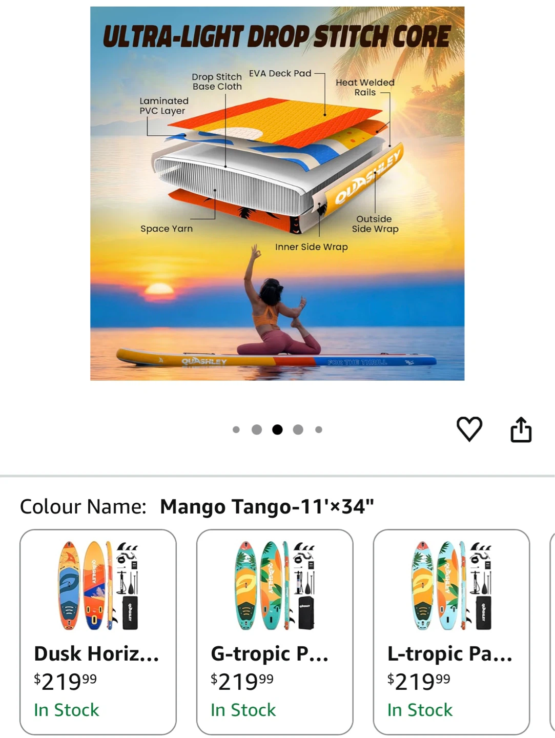 Quashley Stand Up Paddleboard - Mango Tango 11'x34"x6" - photo 2