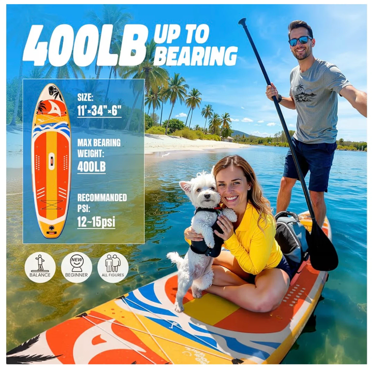 Quashley Stand Up Paddleboard - Mango Tango 11'x34"x6" - photo 5