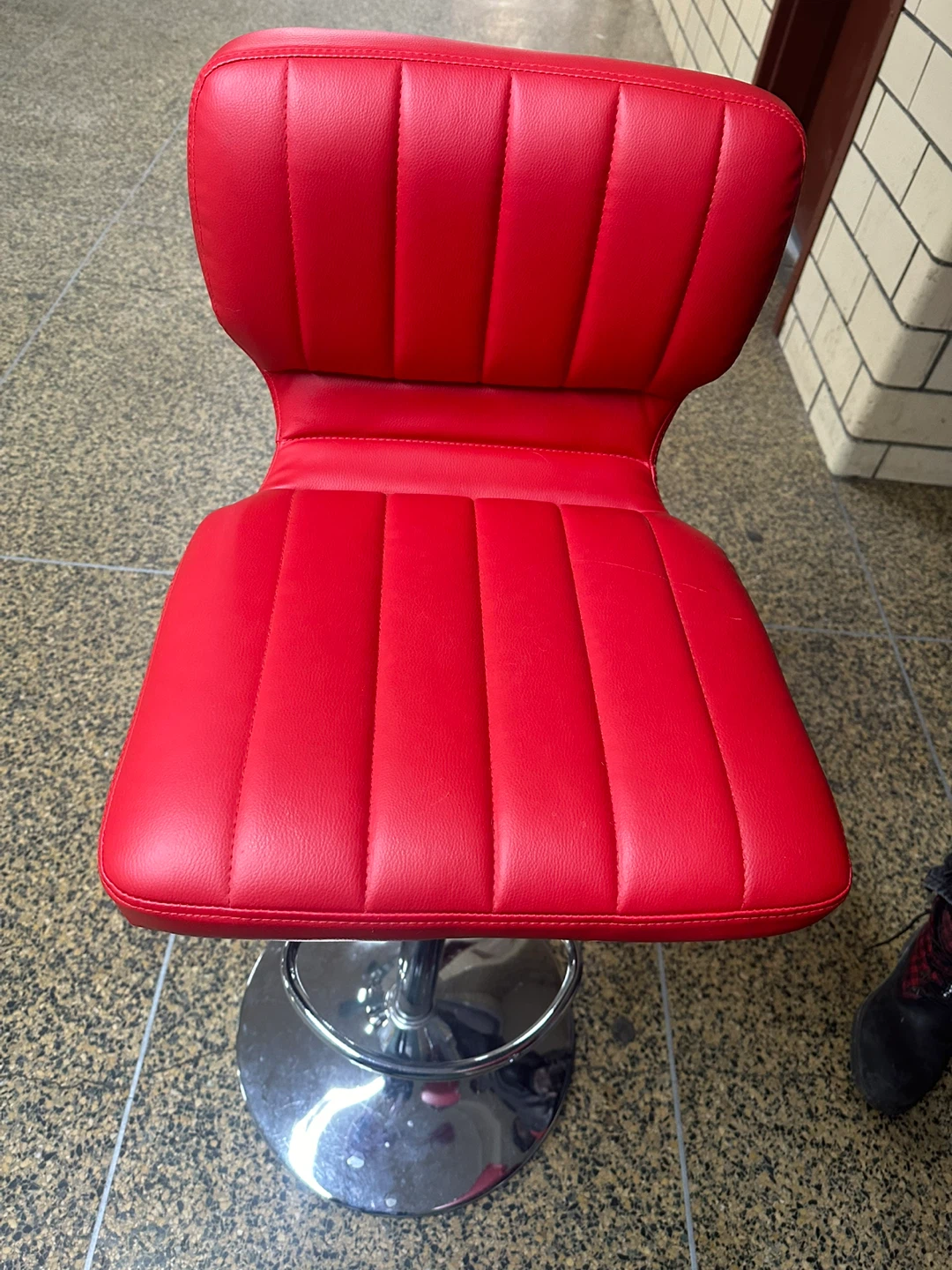 Red Bar Stool with Adjustable Height