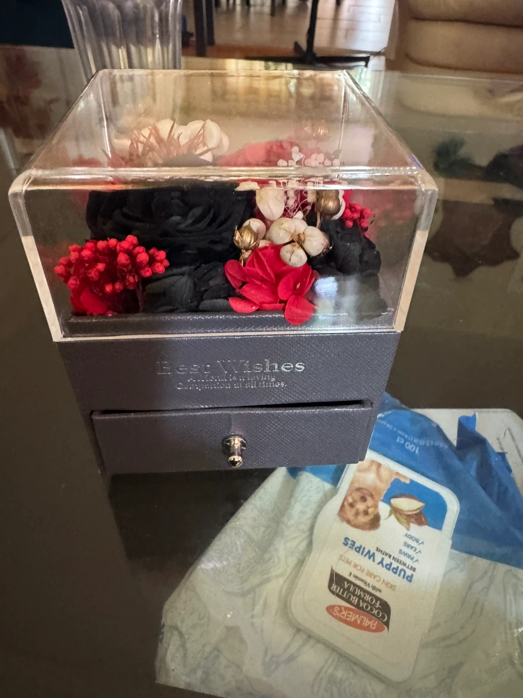 Preserved Flower Box with Drawer - photo 3