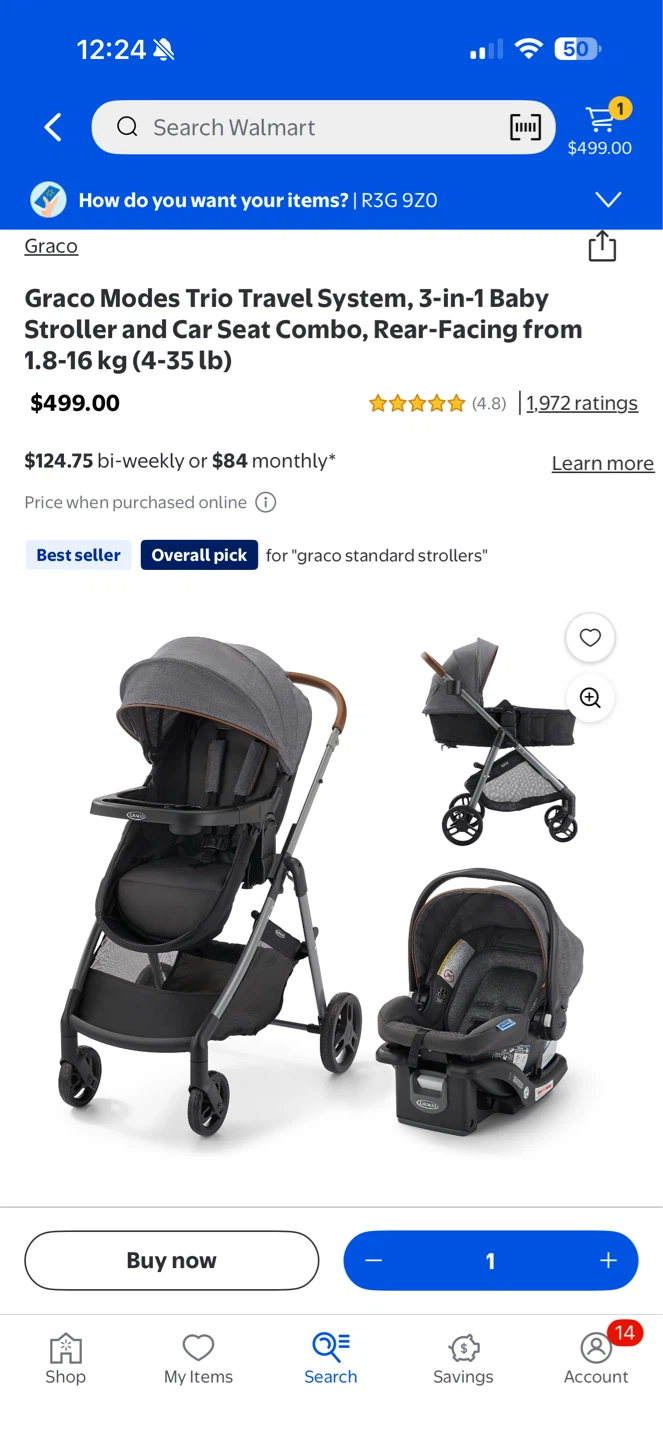 Graco Modes Trio Travel System 3-in-1 Stroller and Car Seat