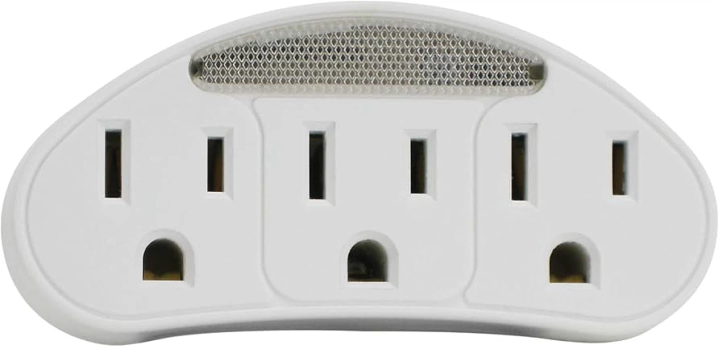 White Triple Outlet Plug Adapter