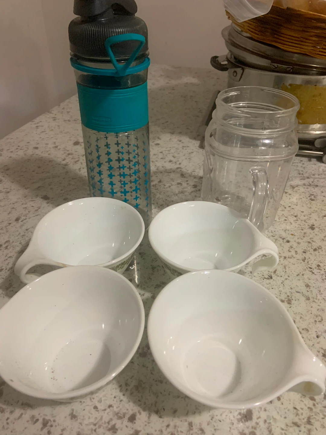 Water Bottle and Set of 4 Bowls