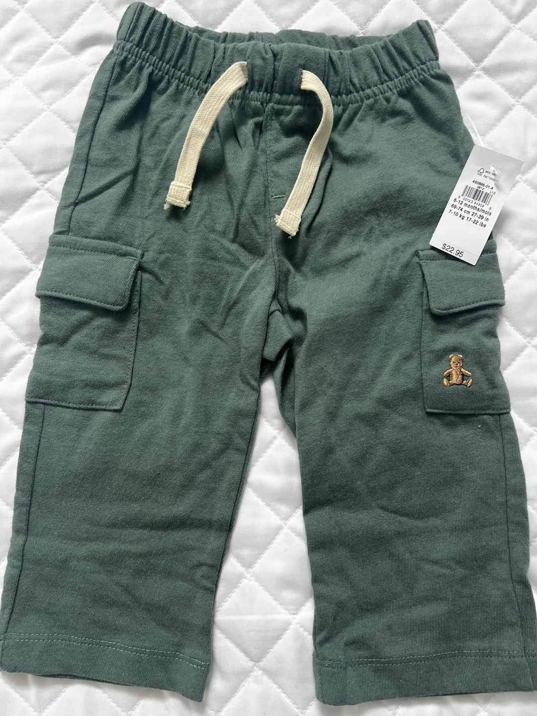 NEW Baby Gap Green Cargo Pants - 6-12 Months