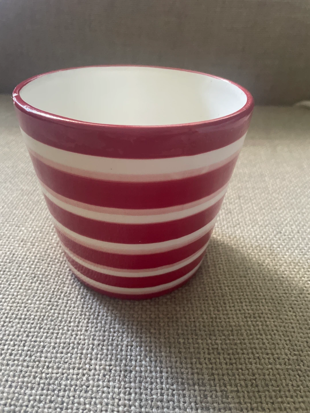 Striped red and white Ceramic Pot