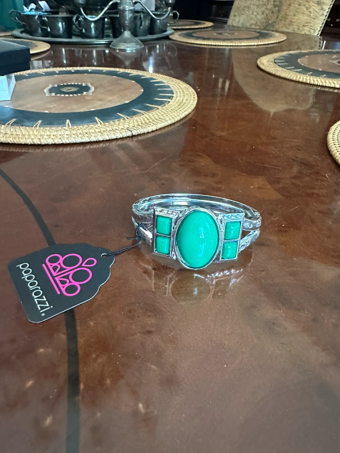 Paparazzi Green Gemstone Cuff Bracelet - photo 2