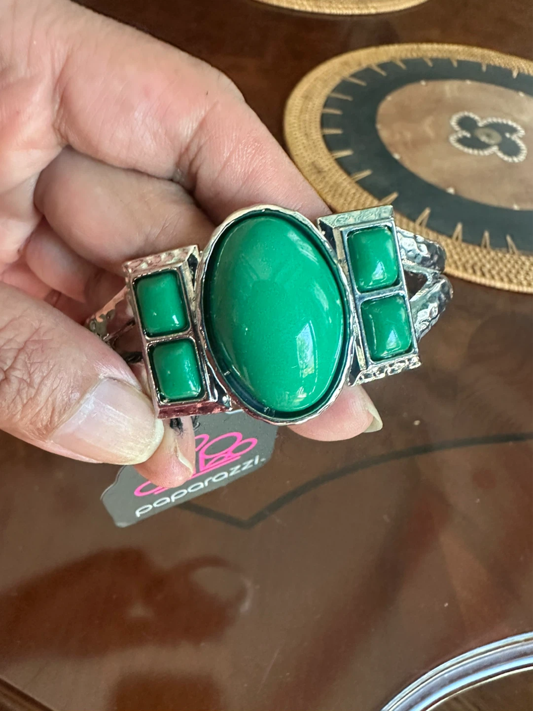 Paparazzi Green Gemstone Cuff Bracelet - photo 3
