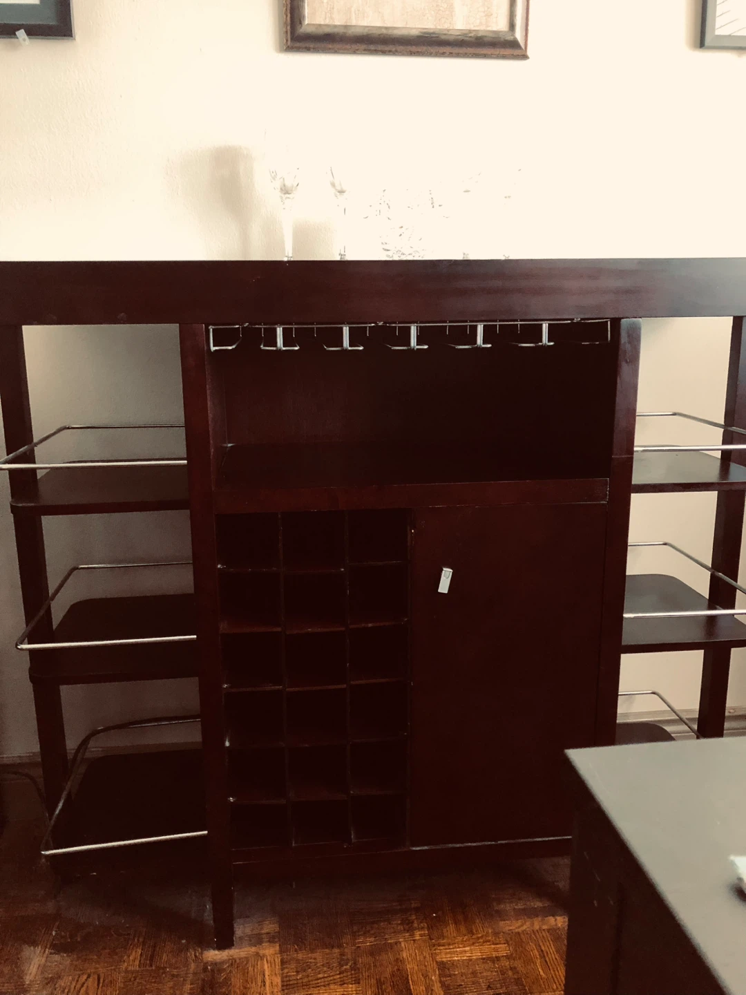 Dark Wood Bar Caninet with Wine Rack and Glass Holders - photo 3