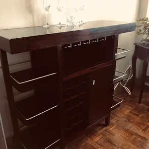 Dark Wood Bar Caninet with Wine Rack and Glass Holders