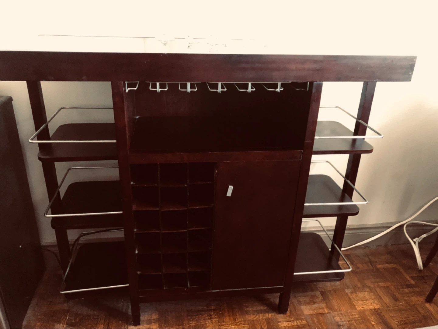 Dark Wood Bar Caninet with Wine Rack and Glass Holders - photo 2
