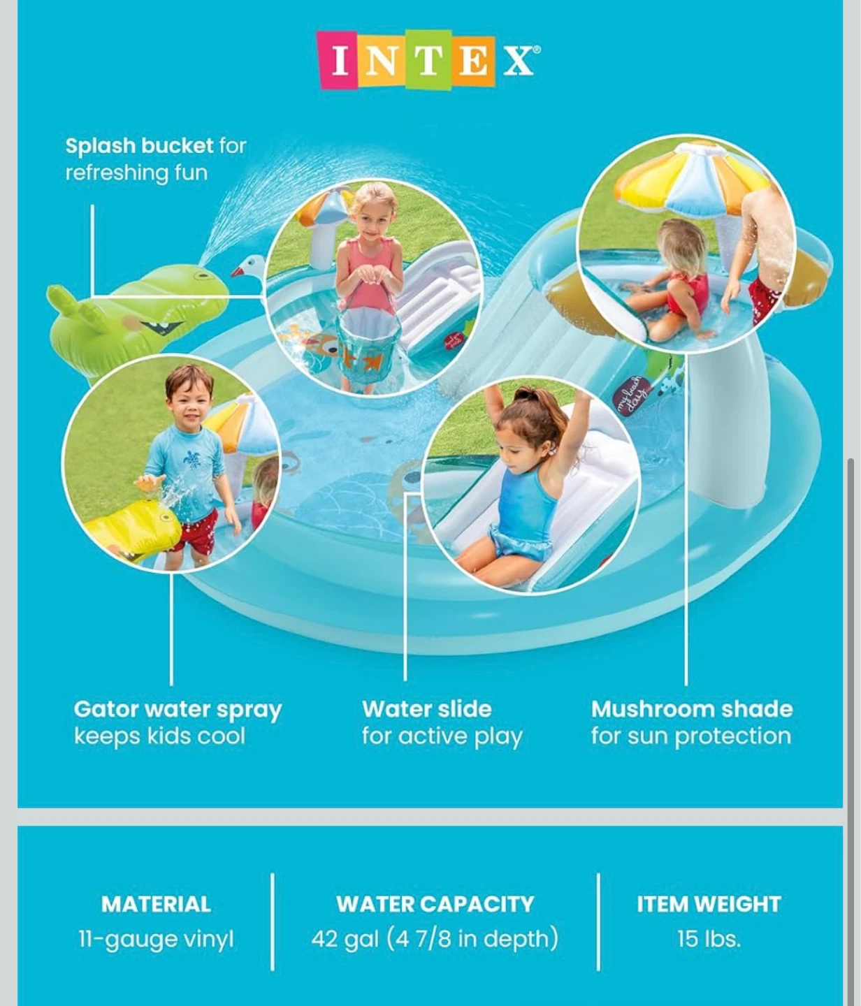 Intex Gator Play Center Inflatable Pool with Slide - photo 5