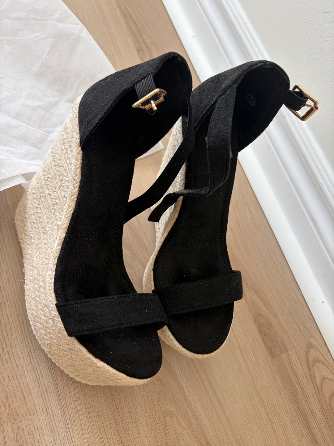 Black Wedge Espadrille Sandals -Size 7 - photo 3