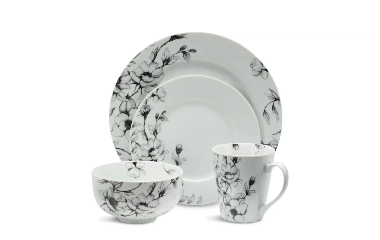 CANVAS Wild Rose 16-Piece Porcelain Dinnerware Set