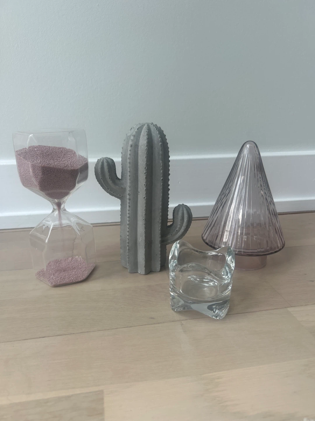 Decorative Hourglass, Cactus, and Tealight Holder
