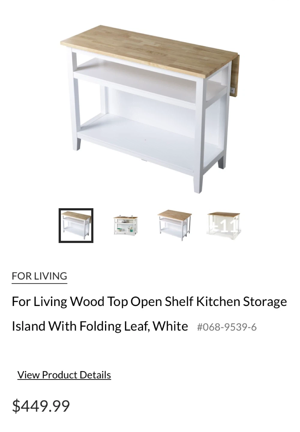 Used Kitchen Island w/Collapsable Leaf